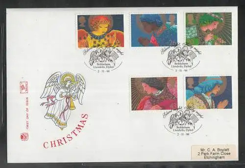 Great Britain United Kingdom FDC 1998 - Christmas Angels  Weihnachtsengel