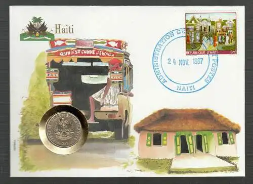 Numis Cover Numisbrief UN New York HAITI 1987 Maison, House, Truck, Child