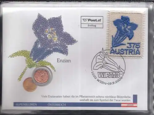 Österreich: Wunderschöner Numiscover  2008 – Alpenblumen Enzian
