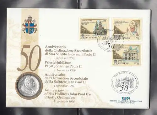 Numisbrief Vatikan: 50. Priesterjubiläum Papst Johannes Paul II 1996