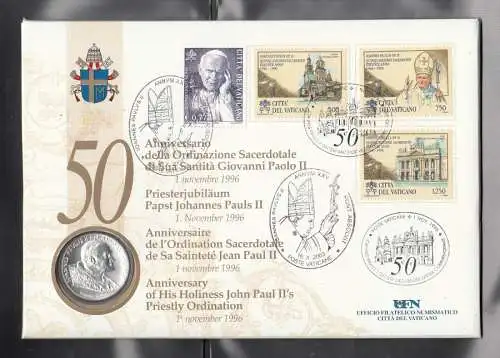 Numisbrief Vatikan: 50. Priesterjubiläum Papst Johannes Paul II 1996