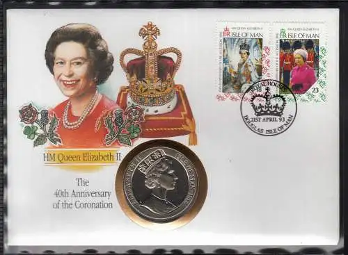 Isle of Man Numisbrief zum 40. Jahrestag von Königin Elizabeth II.