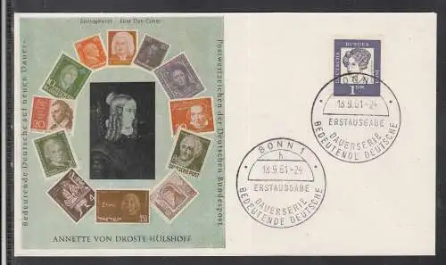 BRD 1961 FDC/Brief (h) Annette von Droste-Hülshoff (1797-1848) Dichterin