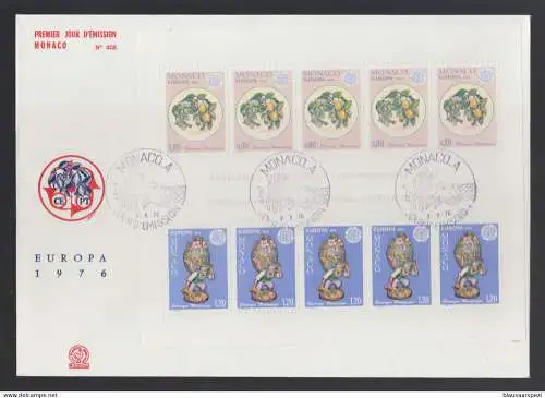 Monaco 1976 FDC KLB - Europa CEPT: Kunst: Keramik-Zierteller, Keramikskulptur 