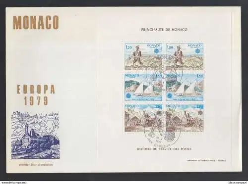 Monaco 1979 FDC KLB - Europa CEPT: Ship Schiff Locomotive Eisenbahn Dampflok