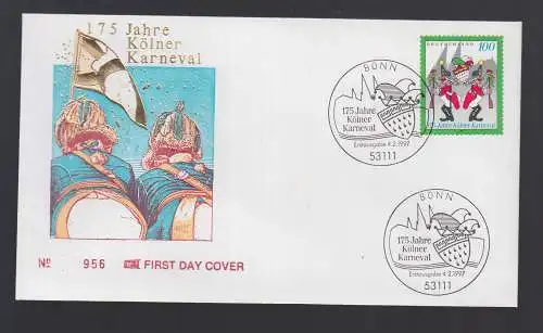 Bund BRD FDC 1997 - 175 Jahre Kölner Karneval / Karnevalisten beim „Wibbeln“