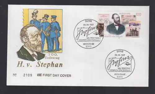 Bund BRD FDC 1997 - Heinrich von Stephan Mitbegründer des Weltpostvereins