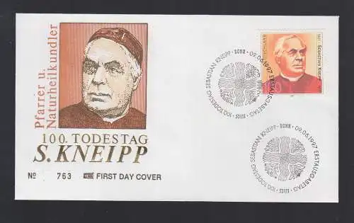 Bund BRD FDC 1997 Sebastian Anton Kneipp Hydrotherapeut und Naturheilkundler