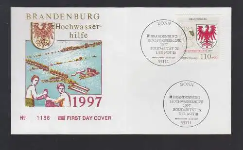 Bund BRD FDC 1997 - Brandenburg Hochwasserhilfe, Überflutete Gebiete