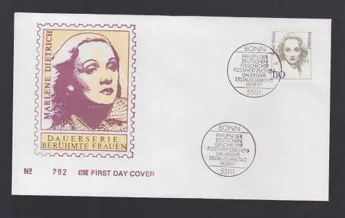 Bund BRD FDC 1997 Marlene Dietrich (1901-1992) Filmschauspielerin und Sängerin