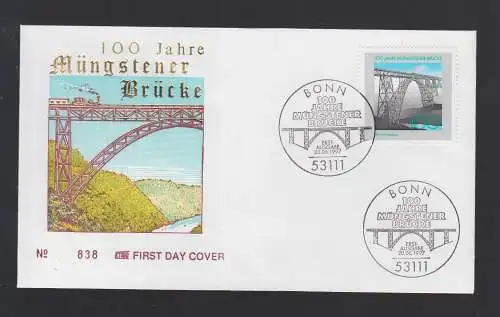 Bund BRD FDC 1997 - 100 Jahre Müngstener Brücke / Zug auf Brücke