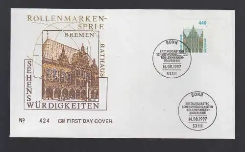 Bund BRD FDC 1997 -  Sehenswürdigkeiten  Rathaus Bremen