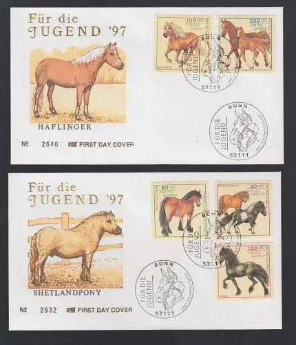 Bund BRD FDC 1997 - Pferde Haflinger, Shetlandpony