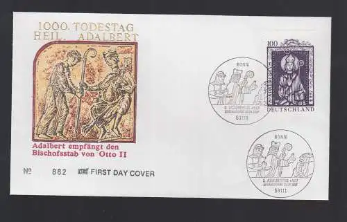 Bund BRD FDC 1997 - heilige Adalbert empfängt den Bischofsstab von Otto II