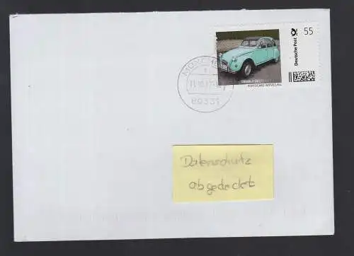 Bund echt gelaufener BRD-Brief mit Briefmarke Individuell Citroen 2 CV