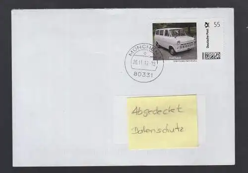 Bund echt gelaufener BRD-Brief  mit Briefmarke Individuell  Ford Transit