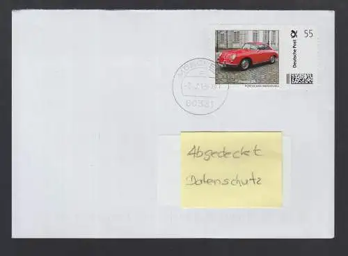 Bund echt gelaufener BRD-Brief  mit Briefmarke Individuell  Porsche 356