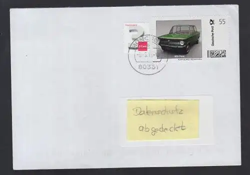Bund echt gelaufener BRD-Brief  mit Briefmarke Individuell  NSU Prinz
