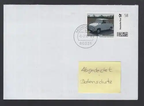 Bund echt gelaufener BRD-Brief  mit Briefmarke Individuell  Goggo