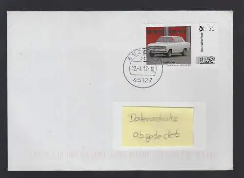 Bund echt gelaufener BRD-Brief  mit Briefmarke Individuell  Opel Kadett