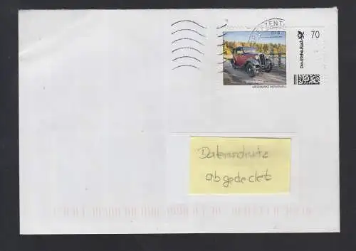 Bund echt gelaufener BRD-Brief  mit Briefmarke Individuell  Morris Eight