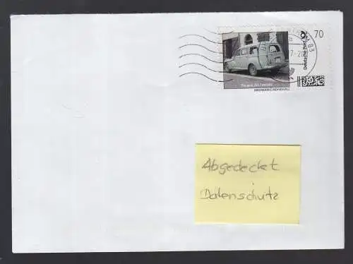 Bund echt gelaufener BRD-Brief mit Briefmarke Individuell  Peugeot 203 Familiale
