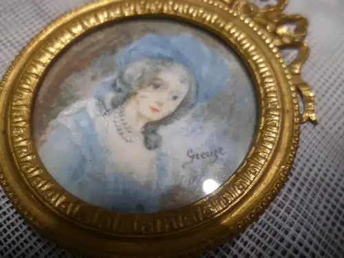 Jean Baptiste Greuze1725–1805 Miniatur   diese intim wirkende Studie, in einer Ateliersituation entstanden, ist ein charakteristischer   Tete d Èxpression Constanze