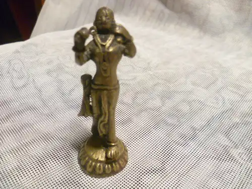 Bronze Miniatur Figur Indische Bronzefigur ¨Lakshmi¨ um1900 original erhalten H: 75 mm