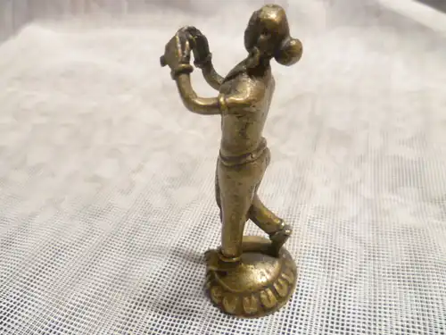 Bronze Miniatur Figur Indische Bronzefigur ¨Lakshmi¨ um1900 original erhalten H: 75 mm