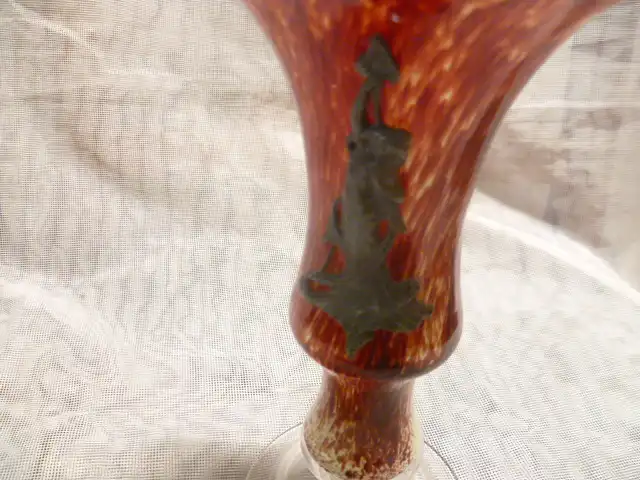 Carlo Moretti Kelchglas mit Zinnmontur Jugendstil 1920 ? aus meiner langjährigen Sammlung . Vitrinenzustand 2