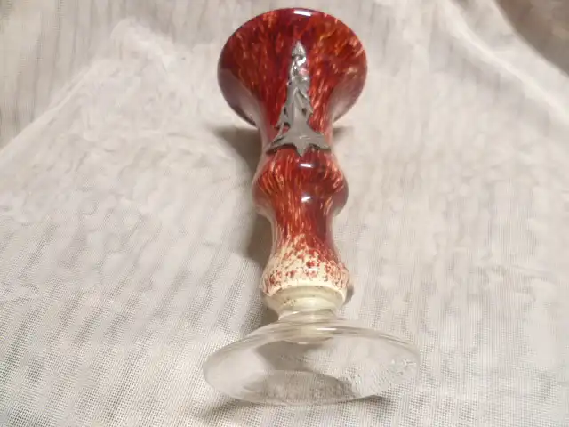 Carlo Moretti Kelchglas mit Zinnmontur Jugendstil 1920 ? aus meiner langjährigen Sammlung . Vitrinenzustand 4