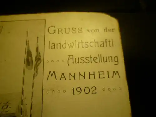 Landwirtschafts Ausstellung Mannheim Walter A. Wodd Ernte Maschinen gestempelt Albert 1902 nicht gelaufen