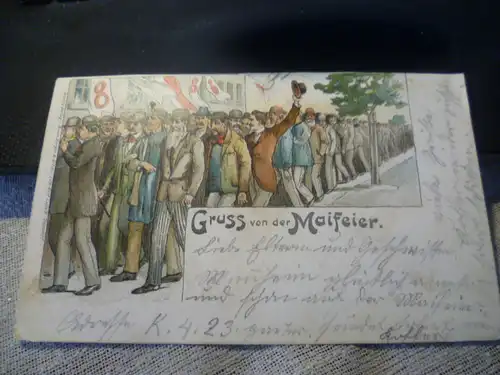 Arbeiterbewegung Gruss von der Maifeier Mannheim  1900 nicht gelaufen