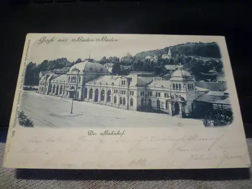 Gruss  aus Baden Baden Alte Bahnhof  gelaufen 1899 Baden Baden - Obertürkheim