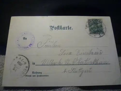 Gruss  aus Baden Baden Altes Schloss Hohenbaden /Wasserfall Sonderstempel Altes Schloss B-B  gelaufen 1900 Baden Baden ? - Obertürkheim