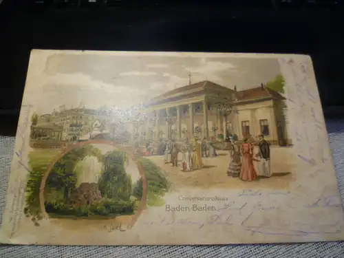 Gruss  aus Baden Baden Altes Schloss Hohenbaden /Wasserfall Sonderstempel Altes Schloss B-B  gelaufen 1900 Baden Baden ? - Obertürkheim