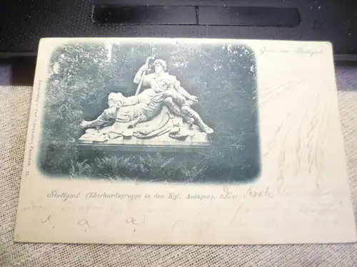 Stuttgart; Eberhardsgruppe in den kgl. Anlagen col. Karte  gelaufen  um 1910