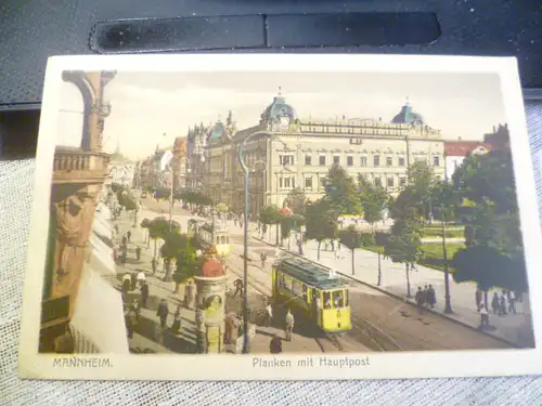 Mannheim: Planken mit Hauptpost   lithographierte Karte  gelaufen um  1927