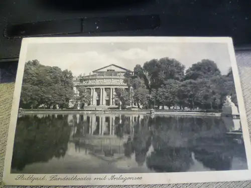 Stuttgart Landestheater u Anlagensee . AK: Karte n gelaufen um 1930