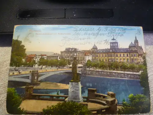 Heilbronn ; col. AK Totalansicht  Bismarkdenkmal u Neckarbrücke  Karte  gelaufen 1910