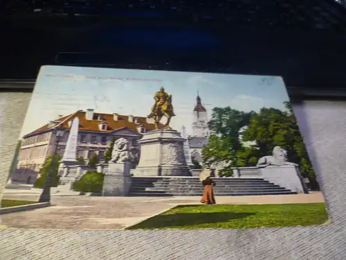 Stuttgart Partie beim Kaiser Wilhelm Denkmal . col. AK: Karte gelaufen um 1914