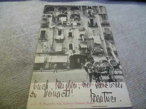 Neapel Häuserfront  AK: Karte gelaufen 1904 Neapel nach Karlsruhe