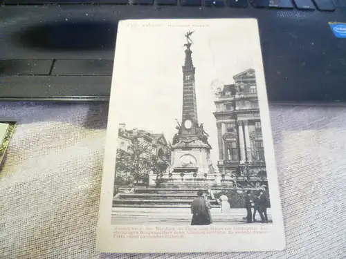 Bruxelles ; col. Place de Brouckere - Monument Anspach  Karte  ist gelaufen um 1916  Feldpostkarte Feldwebel Rauga 8 gene Batallion Transport!