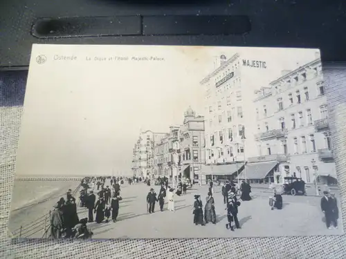 Ostende ; .Foto La Digue et  l" Hotel Majestic-Palace  an der Küste  gelaufen um 1915