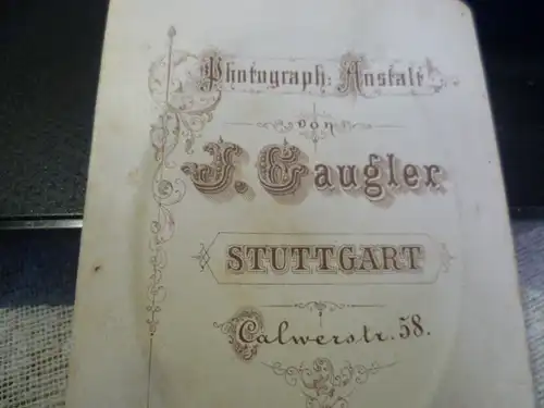 Stuttgart Jakob Gaukler 1827 -?  Calwer Strasse 58 :  Junge Dame  um 1870  Atelier J Gaugler Calwerstrasse 58 Stuttgart  