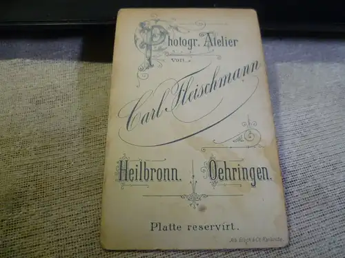 Heilbronn Clarastrasse 2   :   Kaminfeger um 1900 Atelier Carl Fleischmann Clarastr.2  Stuttgart  Visitenkarten Foto