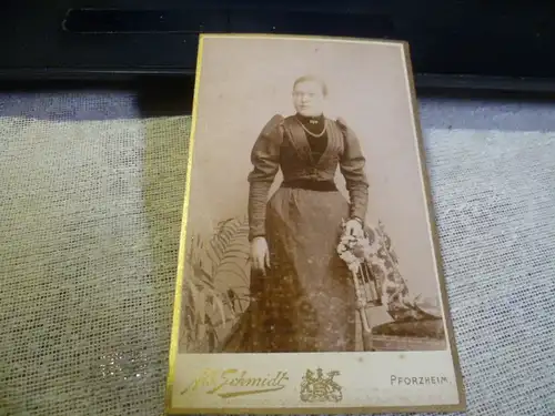 Pforzheim Albert Schmidt Enzstrasse 7 1/2. : Junge Dame im Atelier  um 1900 Atelier Visitenkarten Foto