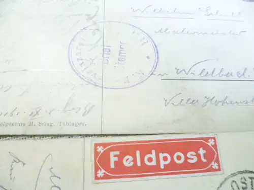 TH Lauxmann Stuttgart Ostheim : Paar Feldpost , Sonderstempel: K Reservelazarett II Künstlerpostkarten gelaufen 1916