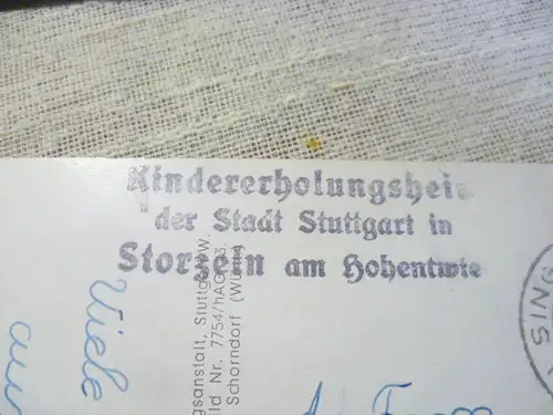 Stuttgart Gutshof Storzeln Luftaufnahme   Sonderstempel Kindererholungsheim der Stadt St. Storzeln am Hohentwiel AK: Karte gelaufen um 1950