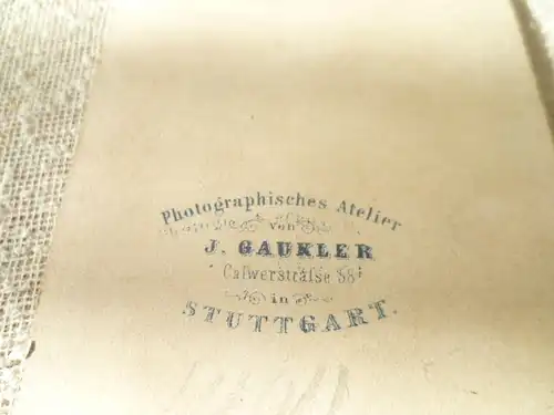 Stuttgart Jakob Gaukler 1827 -?  Calwer Strasse 58 :  Edler Herr der Gesellschaft  um 1870  Atelier J Gaugler Calwerstrasse 58 Stuttgart  